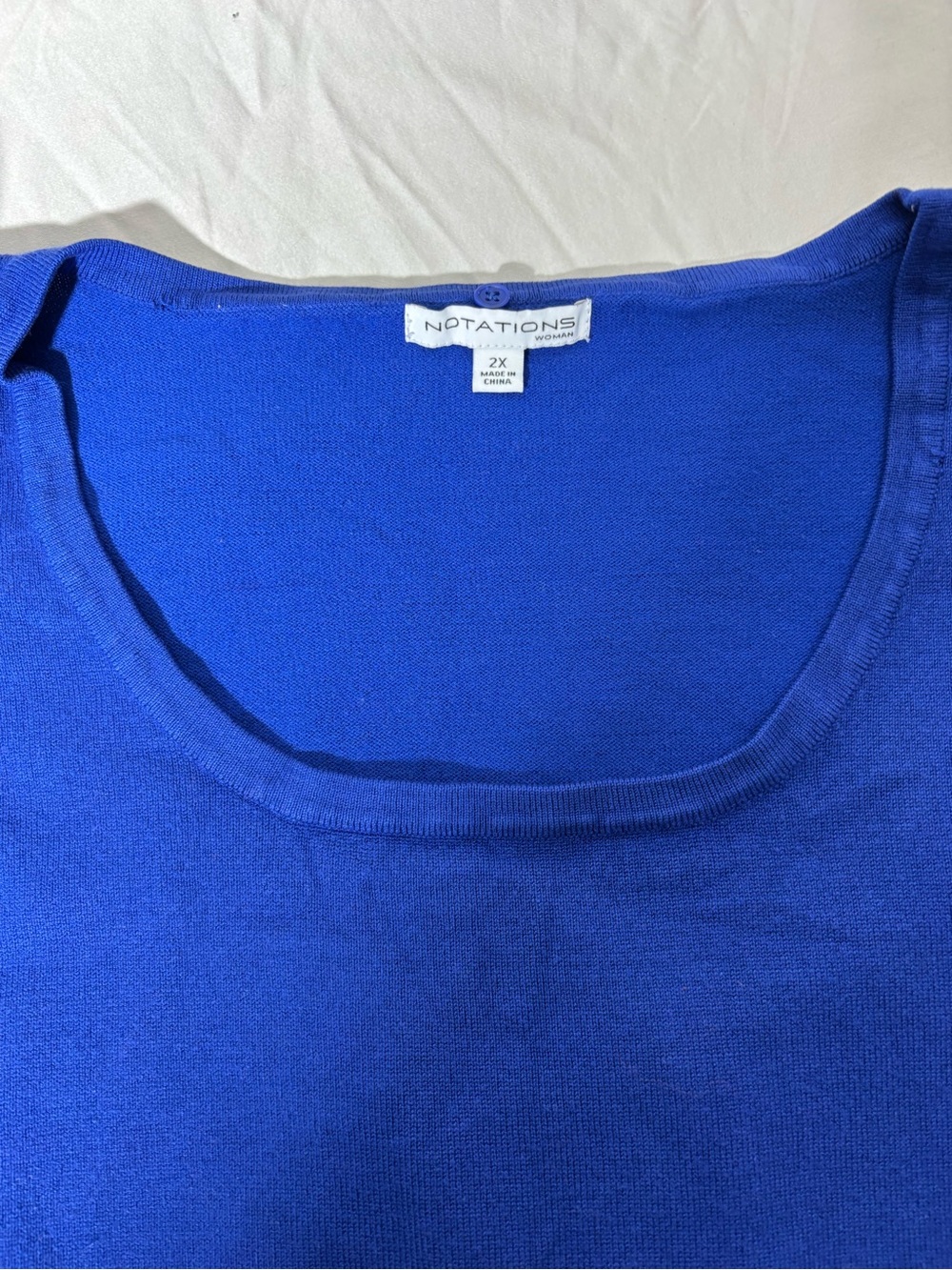Notations Bold Royal Blue Scoop Neck Short Sleeve Top